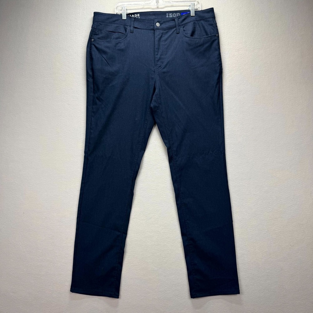 Izod Advantage Performance Ankle Pants Mens 39x34*‎ Blue Stretch Straight Fit
